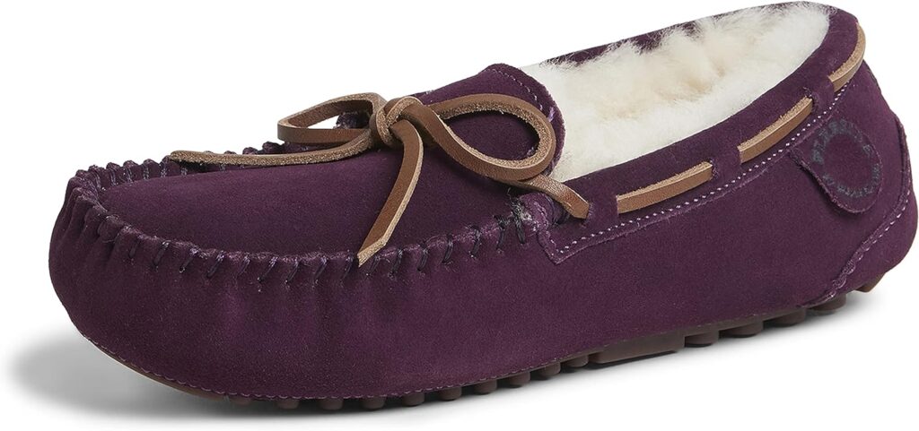 Dearfoams Womens Fireside Water Resistant Shearling Victoria Moc with Tie Slipper Dearfoams Womens Fireside Water Resistant Shearling Victoria Moc with Tie Slipper