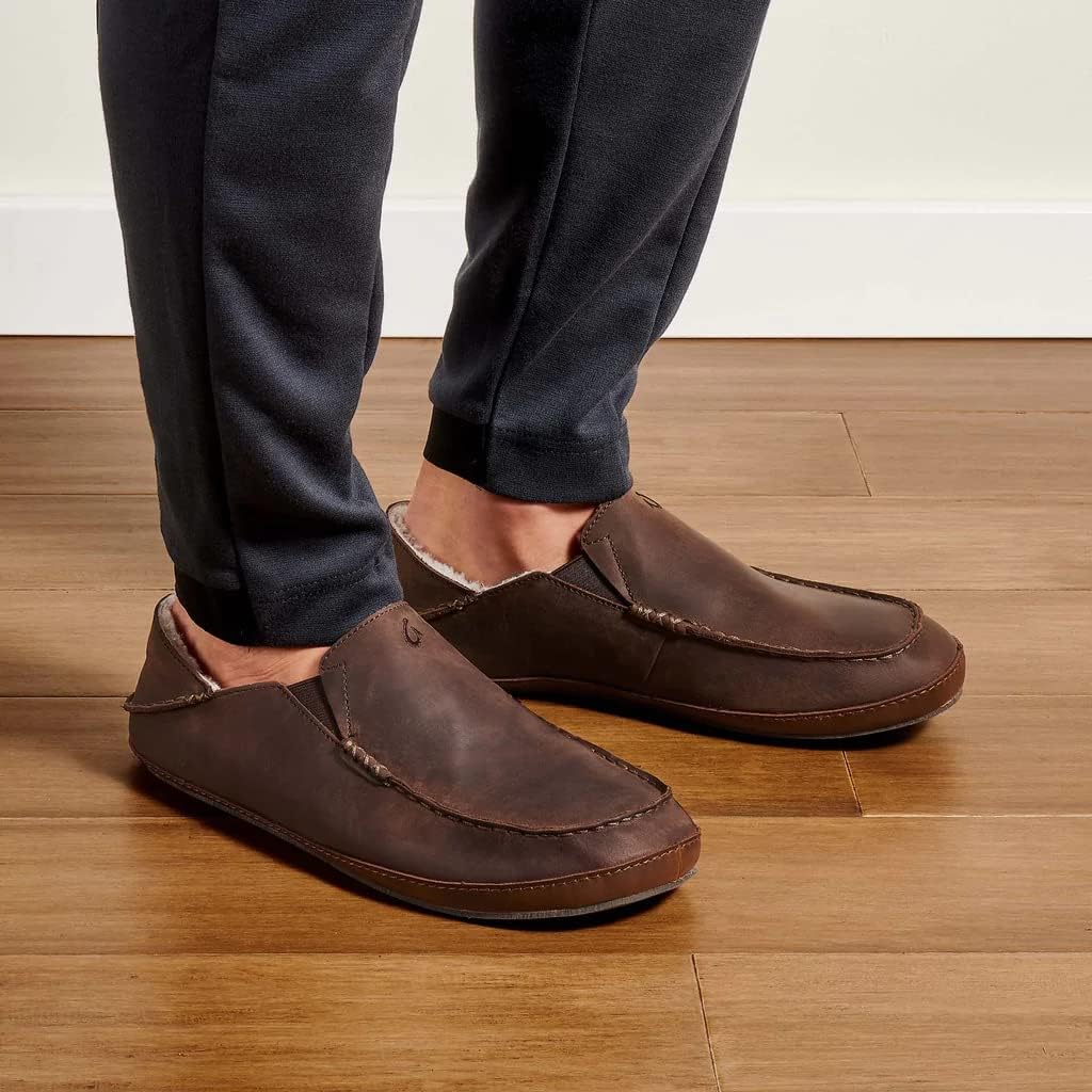 OLUKAI Moloa Mens Leather Slip On Shoes, Waxed Nubuck Leather Soft Moisture-Wicking Lining, Drop-in Heel All Weather Rubber Soles OLUKAI Moloa Mens Leather Slip On Shoes, Waxed Nubuck Leather Soft Moisture-Wicking Lining, Drop-in Heel All Weather Rubber Soles