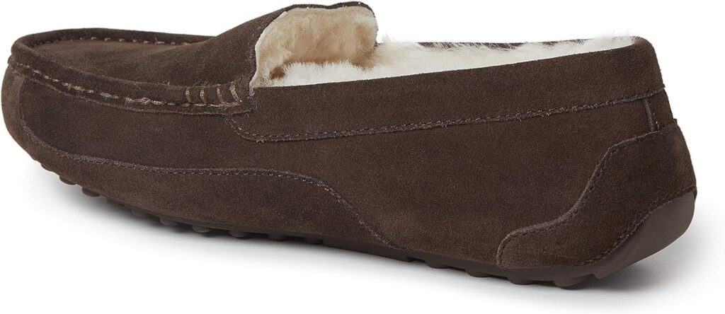 EZ Feet Mens Indoor Outdoor Shearling Breathable Slip-On Moccasins Slipper