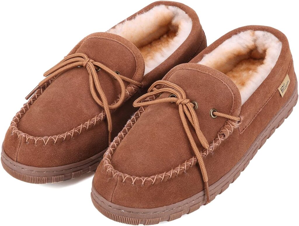 Pinpochyaw Mens Slippers Sheepskin Moccasin Slippers for Men House Slipper Indoor Outdoor Slippers Pinpochyaw Mens Slippers Sheepskin Moccasin Slippers for Men House Slipper Indoor Outdoor Slippers