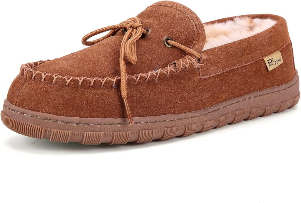 Pinpochyaw Mens Slippers Sheepskin Moccasin Slippers for Men House Slipper Indoor Outdoor Slippers Pinpochyaw Mens Slippers Sheepskin Moccasin Slippers for Men House Slipper Indoor Outdoor Slippers