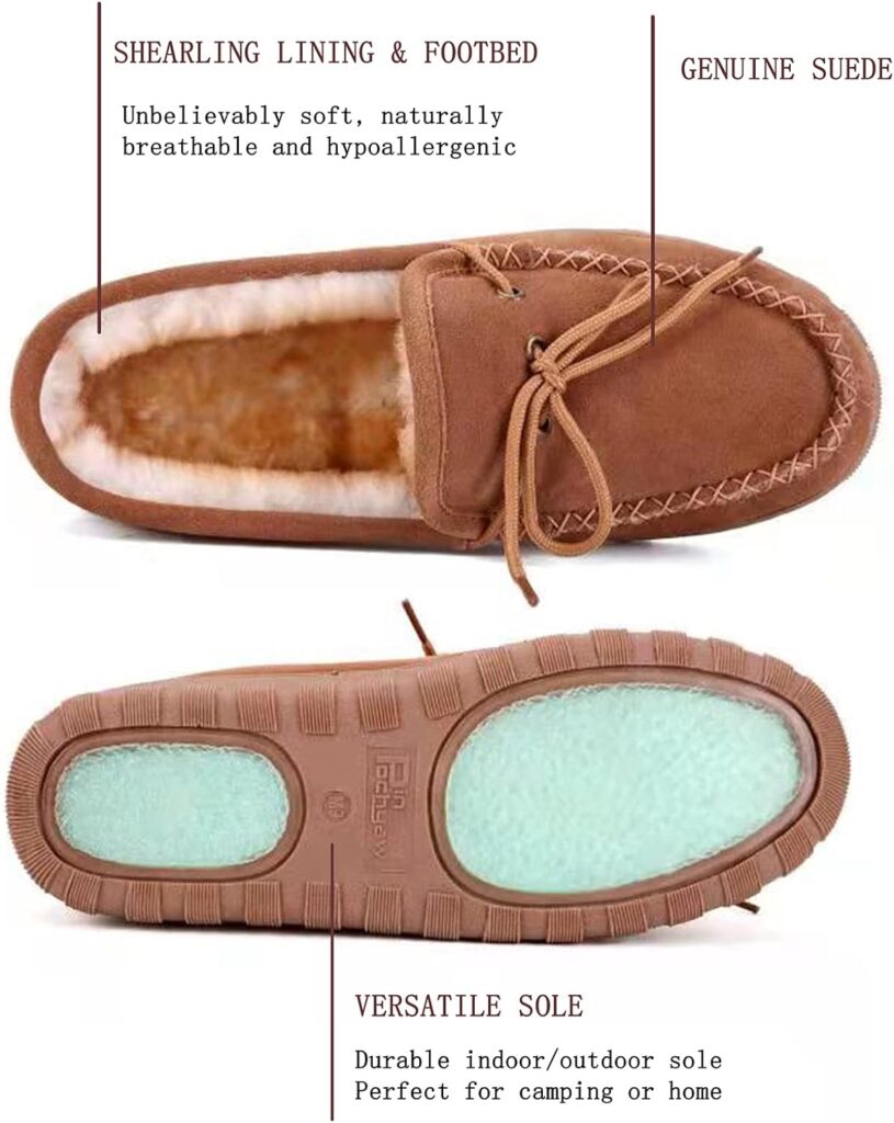 Pinpochyaw Mens Slippers Sheepskin Moccasin Slippers for Men House Slipper Indoor Outdoor Slippers Pinpochyaw Mens Slippers Sheepskin Moccasin Slippers for Men House Slipper Indoor Outdoor Slippers