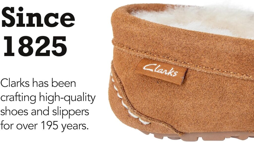 Clarks Shearling Moccasin House Slippers for Women - Indoor/Outdoor Gift for Her