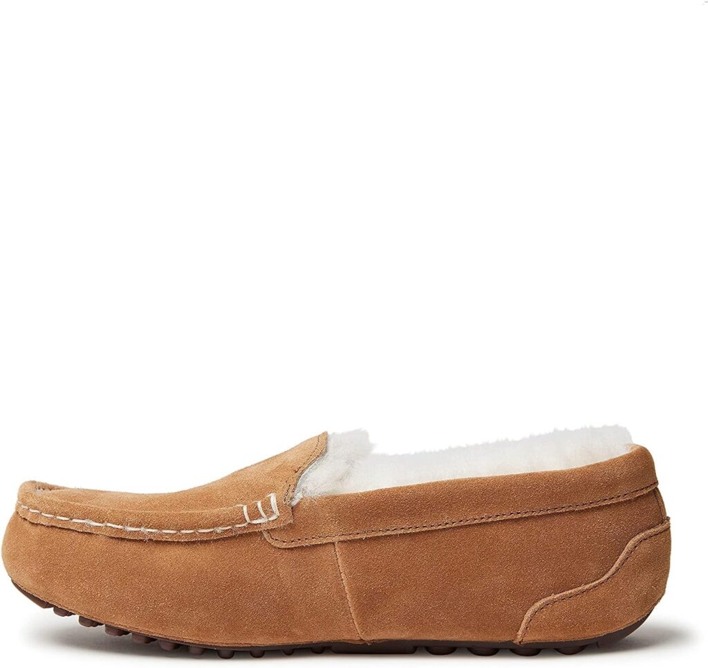 Dearfoams Womens Fireside Water Resistant Mel Shearling Moccasin Slipper