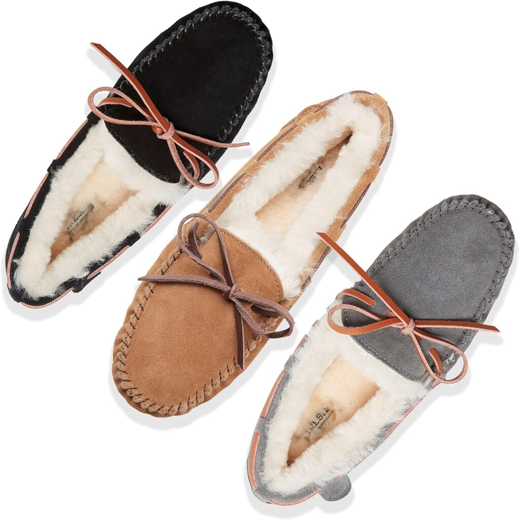 Dearfoams Womens Fireside Water Resistant Shearling Victoria Moc with Tie Slipper Dearfoams Womens Fireside Water Resistant Shearling Victoria Moc with Tie Slipper