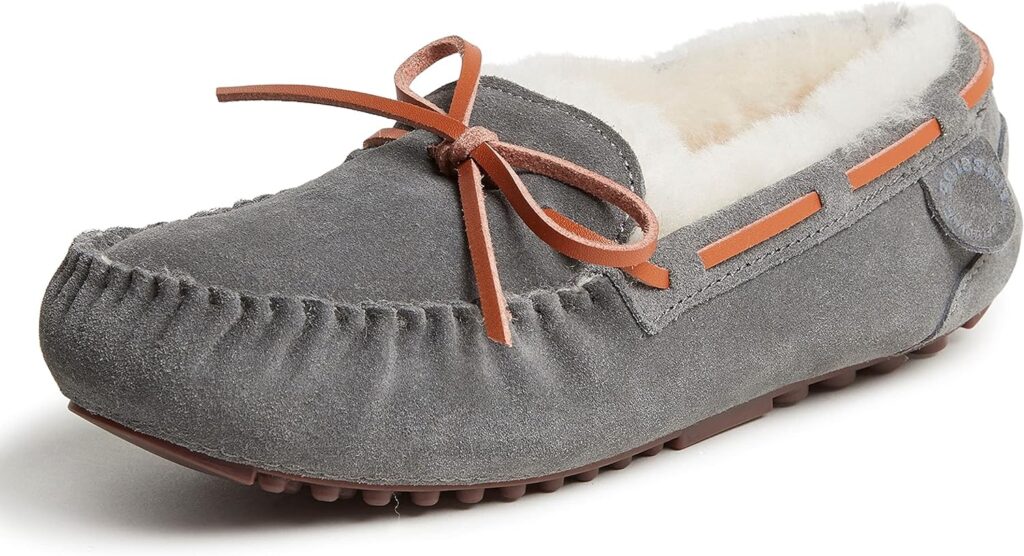 Dearfoams Womens Fireside Water Resistant Shearling Victoria Moc with Tie Slipper Dearfoams Womens Fireside Water Resistant Shearling Victoria Moc with Tie Slipper