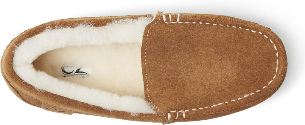 EZ Feet Womens Indoor Outdoor Shearling Breathable Slip-On Suede Moccasins Slippers