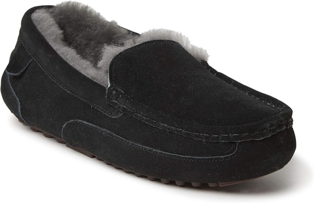 Fireside by Dearfoams Mens Melbourne Shearling Indoor/Outdoor Moccasin Slipper with Wide Widths Fireside by Dearfoams Mens Melbourne Shearling Indoor/Outdoor Moccasin Slipper with Wide Widths