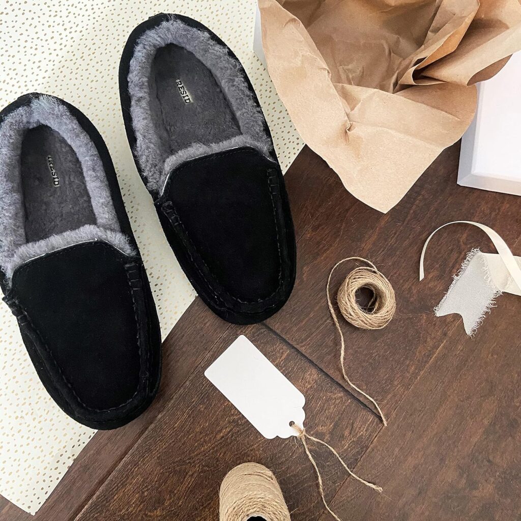 Fireside by Dearfoams Mens Melbourne Shearling Indoor/Outdoor Moccasin Slipper with Wide Widths Fireside by Dearfoams Mens Melbourne Shearling Indoor/Outdoor Moccasin Slipper with Wide Widths