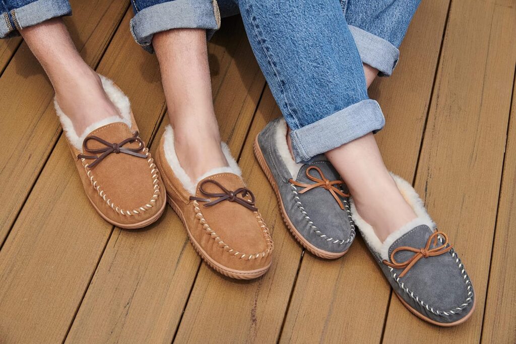 Fireside by Dearfoams Mens Nelson Bay Shearling Indoor/Outdoor Moccasin Slipper Fireside by Dearfoams Mens Nelson Bay Shearling Indoor/Outdoor Moccasin Slipper