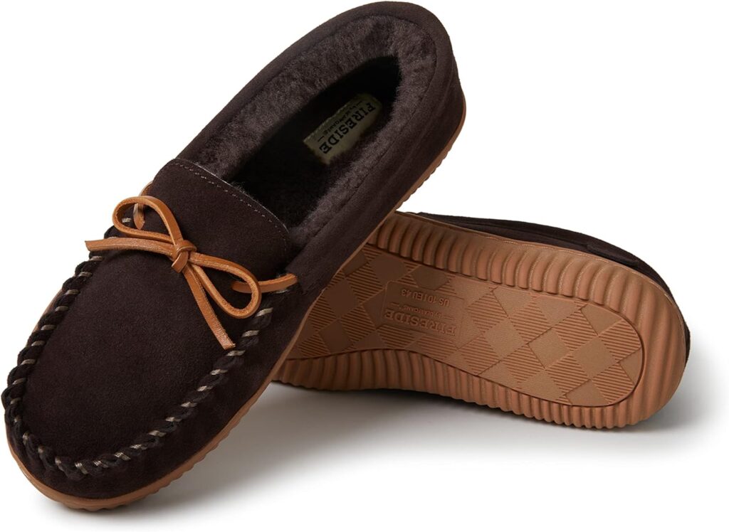 Fireside by Dearfoams Mens Nelson Bay Shearling Indoor/Outdoor Moccasin Slipper Fireside by Dearfoams Mens Nelson Bay Shearling Indoor/Outdoor Moccasin Slipper