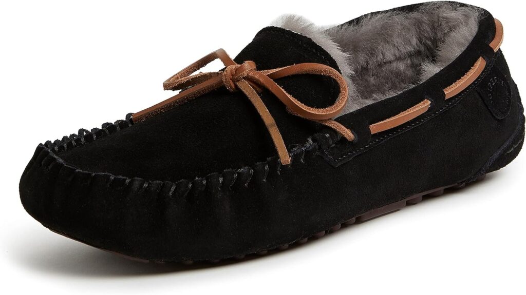 Fireside by Dearfoams Mens Victor Shearling Moccasin with Tie Slipper Fireside by Dearfoams Mens Victor Shearling Moccasin with Tie Slipper