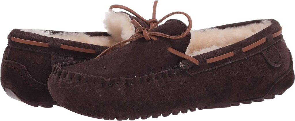 Fireside by Dearfoams Mens Victor Shearling Moccasin with Tie Slipper Fireside by Dearfoams Mens Victor Shearling Moccasin with Tie Slipper