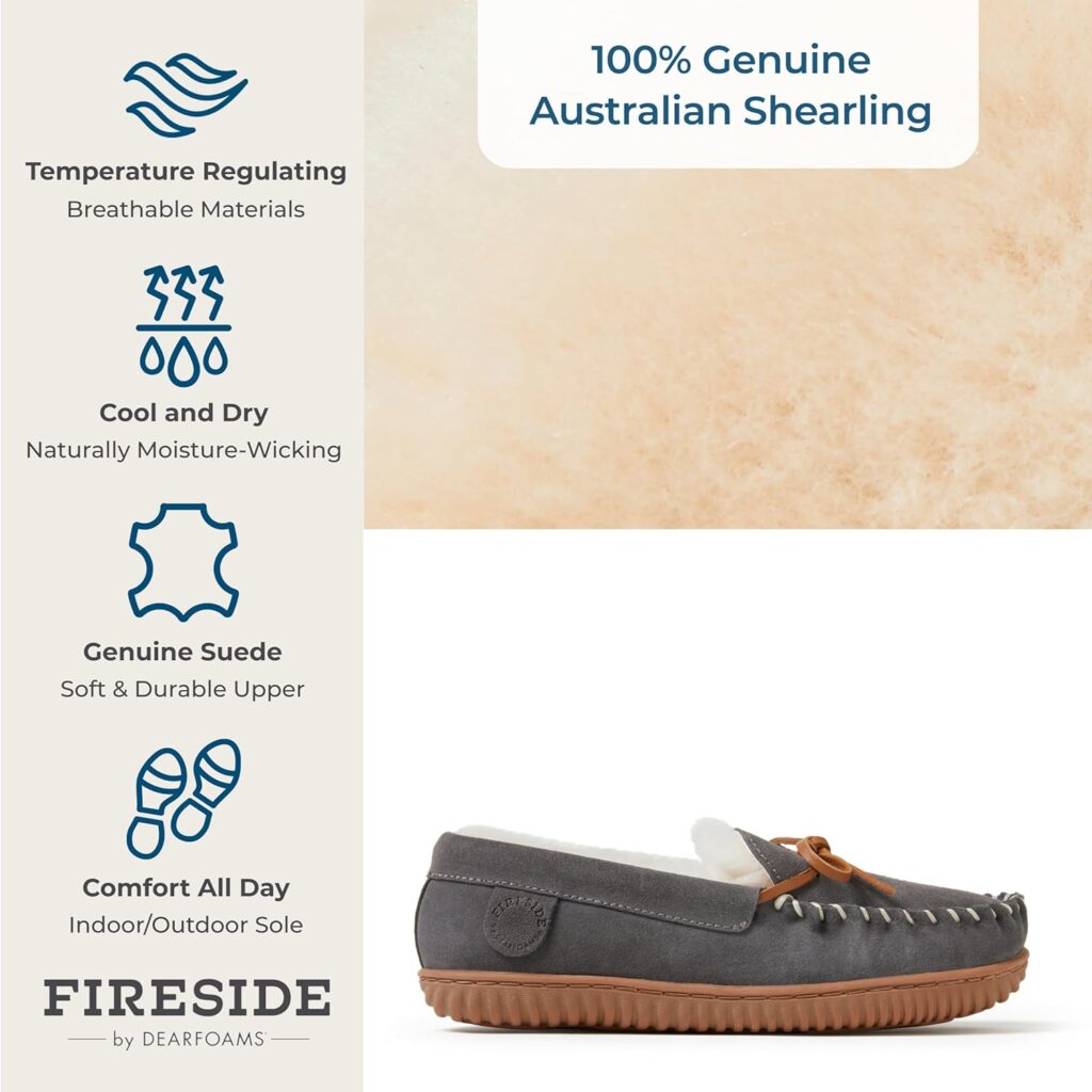 Fireside by Dearfoams Womens Alice Springs Shearling Indoor/Outdoor Moccasin Slipper