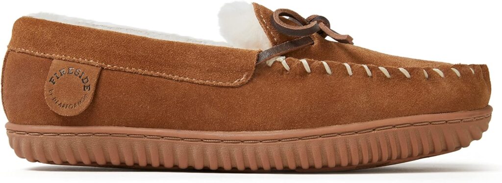 Fireside by Dearfoams Womens Alice Springs Shearling Indoor/Outdoor Moccasin Slipper