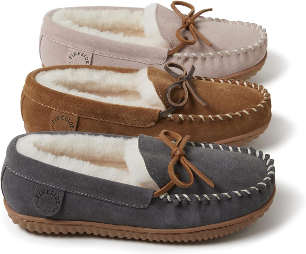 Fireside by Dearfoams Womens Alice Springs Shearling Indoor/Outdoor Moccasin Slipper