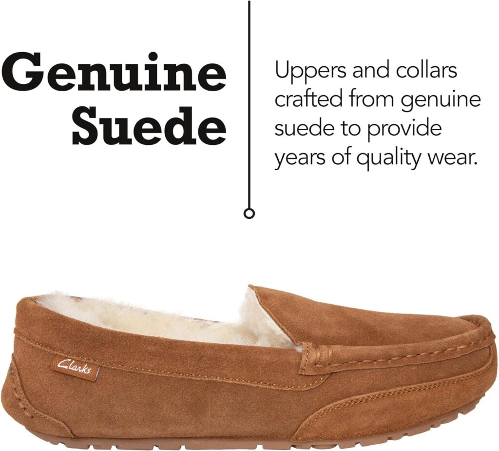 Clarks Shearling Moccasin House Slippers for Men - Indoor/Outdoor Gift for Him Clarks Shearling Moccasin House Slippers for Men - Indoor/Outdoor Gift for Him