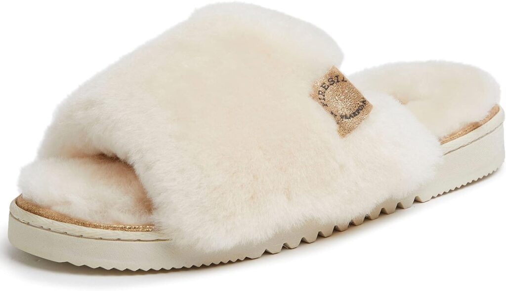 Dearfoams Womens Fireside Cairns Shearling Easy on/Off Slide Sandal Slipper Dearfoams Womens Fireside Cairns Shearling Easy on/Off Slide Sandal Slipper
