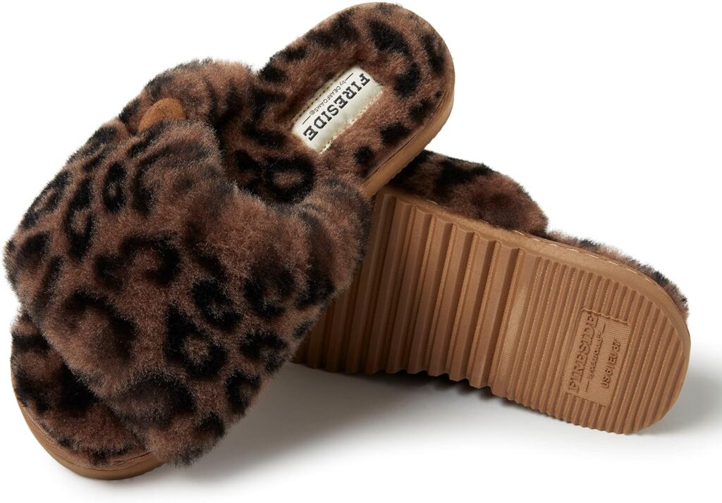 Dearfoams Womens Fireside Cairns Shearling Easy on/Off Slide Sandal Slipper Dearfoams Womens Fireside Cairns Shearling Easy on/Off Slide Sandal Slipper