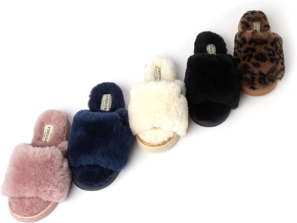 Dearfoams Womens Fireside Cairns Shearling Easy on/Off Slide Sandal Slipper Dearfoams Womens Fireside Cairns Shearling Easy on/Off Slide Sandal Slipper