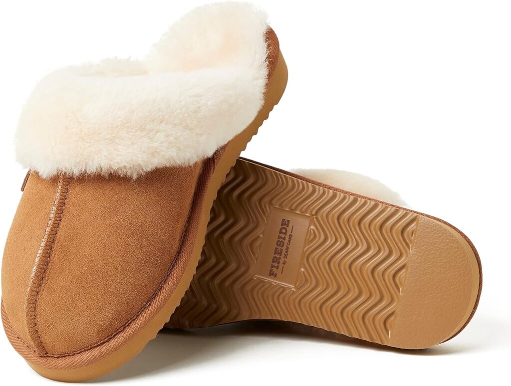Dearfoams Womens Fireside Sydney Indoor/Outdoor Water Resistant Genuine Shearling Scuff Slipper, Wide Widths Dearfoams Womens Fireside Sydney Indoor/Outdoor Water Resistant Genuine Shearling Scuff Slipper, Wide Widths