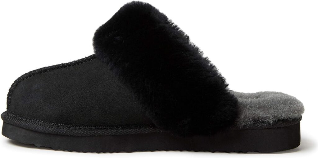 Dearfoams womens Fireside Sydney Shearling Fur Indoor/Outdoor Scuff Slipper With Wide Widths Dearfoams womens Fireside Sydney Shearling Fur Indoor/Outdoor Scuff Slipper With Wide Widths