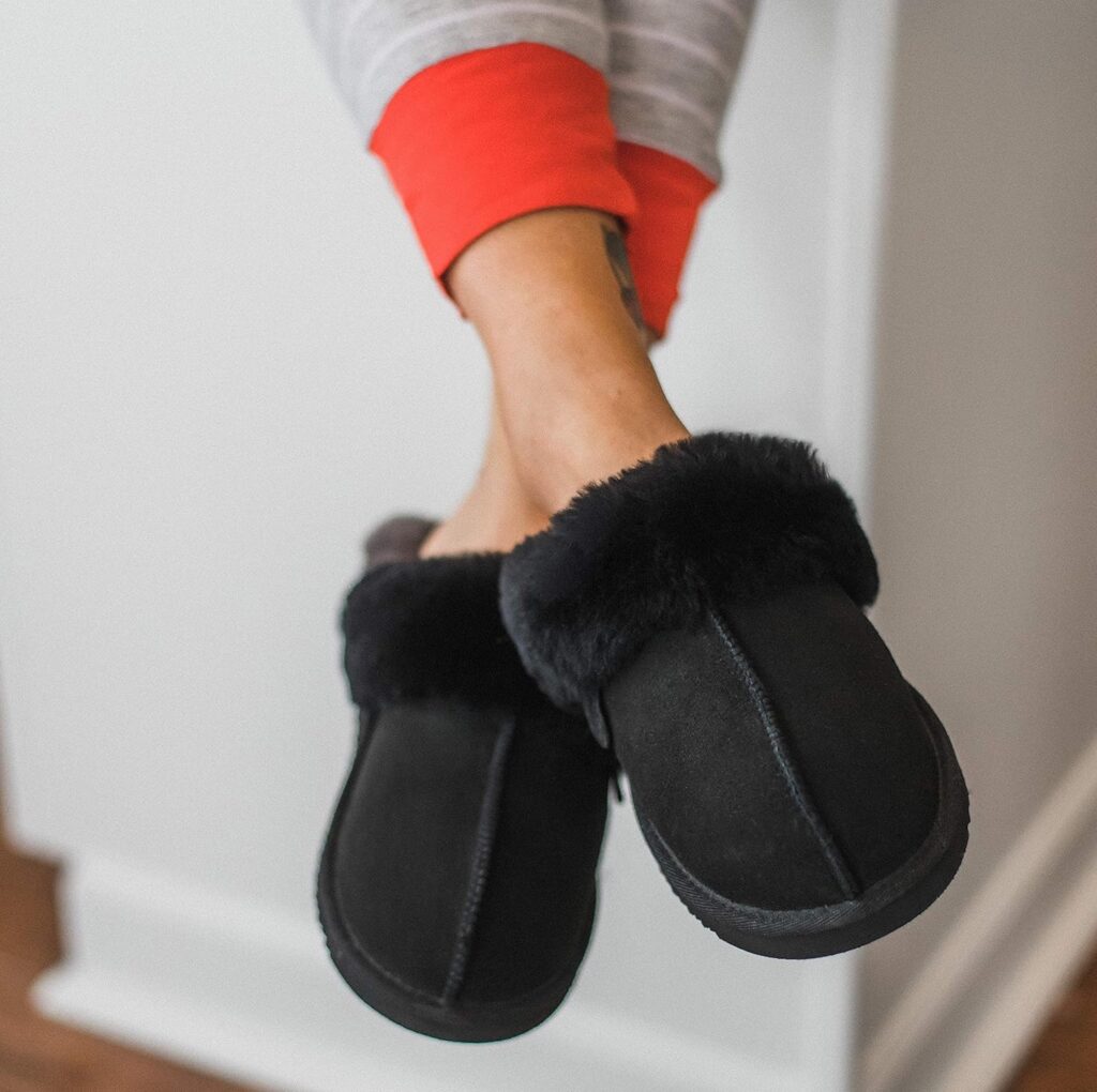 Dearfoams womens Fireside Sydney Shearling Fur Indoor/Outdoor Scuff Slipper With Wide Widths Dearfoams womens Fireside Sydney Shearling Fur Indoor/Outdoor Scuff Slipper With Wide Widths