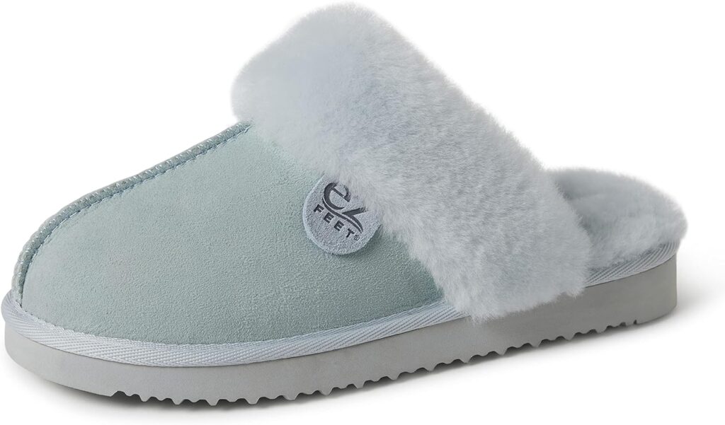 Womens Shearling Scuffs Fluffy Breathable Slip-On Slippers Womens Shearling Scuffs Fluffy Breathable Slip-On Slippers