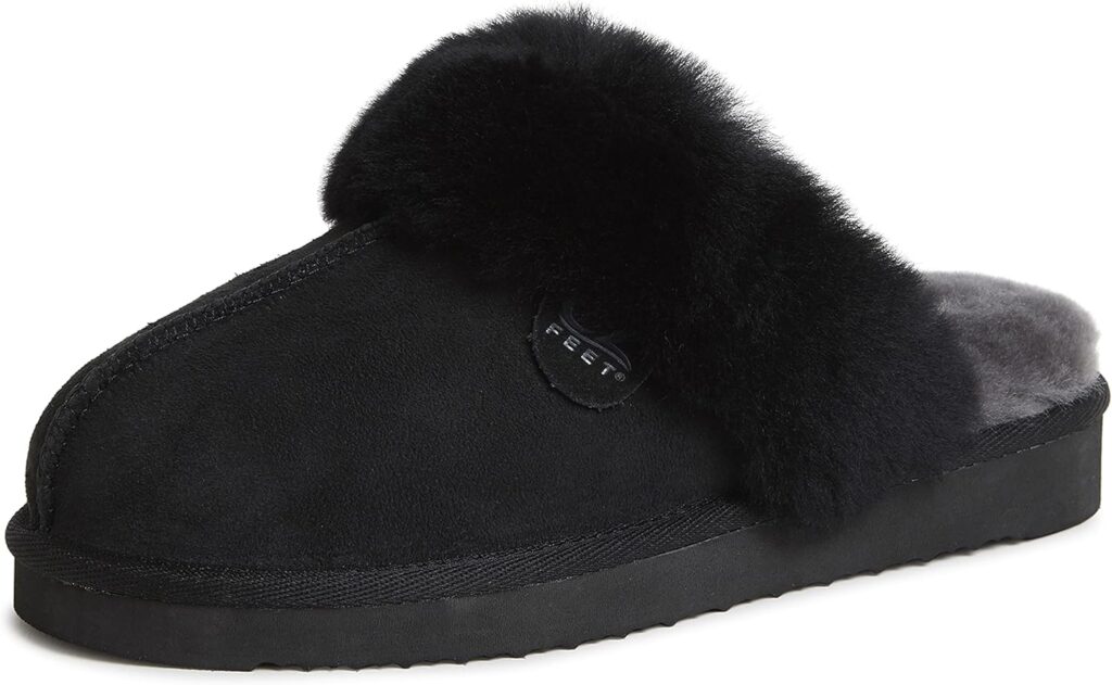 Womens Shearling Scuffs Fluffy Breathable Slip-On Slippers Womens Shearling Scuffs Fluffy Breathable Slip-On Slippers